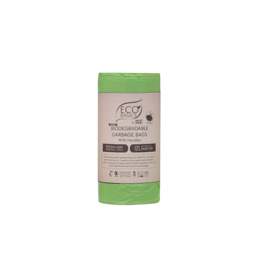 Eco Basics 100% Home Compostible Small Garbage Bags with Handles 12L