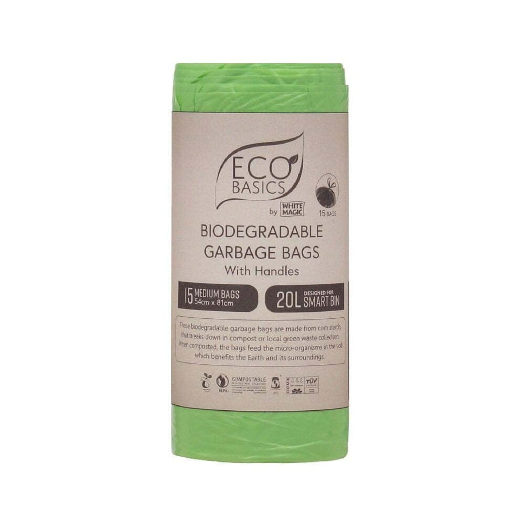 Eco Basics 100% Home Compostible Medium Garbage Bags with Handles 20L